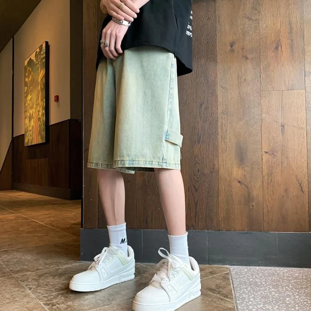 American Street Retro Zipper Five-point Pants Men's High Street Hip-hop Summer Thin Section Old Straight Y2K Washed Denim Shorts