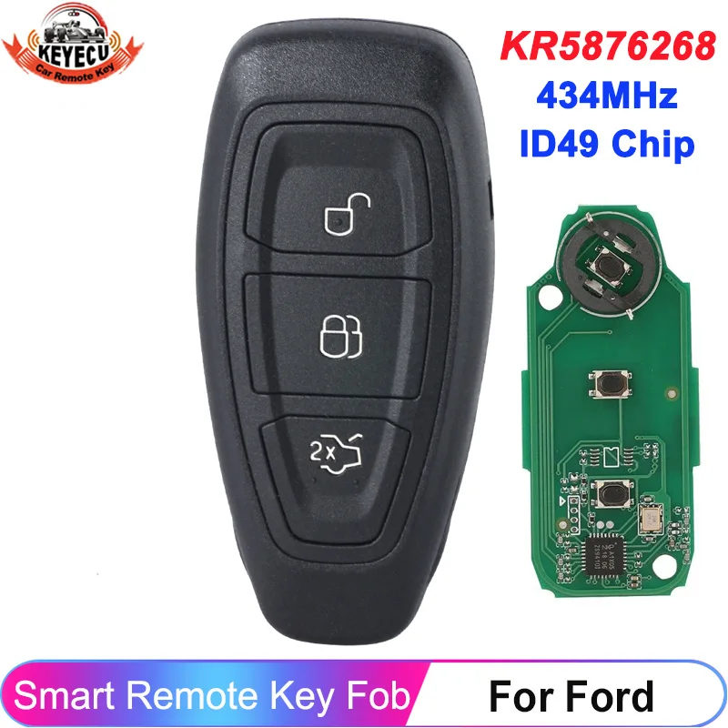 Full Smart 3 Buttons Remote Key Fob 433mhz Id49 Pcf7953 Chip For Ford Grand Cmax Focus Kuga Full Smart 3 Buttons Remote Key Fob 433mhz Id49 Pcf7953 Chip For Ford Grand Cmax Focus Kuga