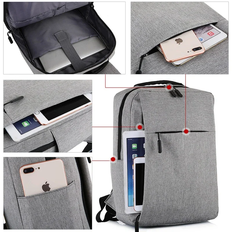 Zaino per Laptop da 15.6 Pollici, Zaino da Viaggio in Nylon per Uomo, Zaino per Computer con Ricarica USB, Zaini Scolastici Impermeabili per Uomini - immagine 4