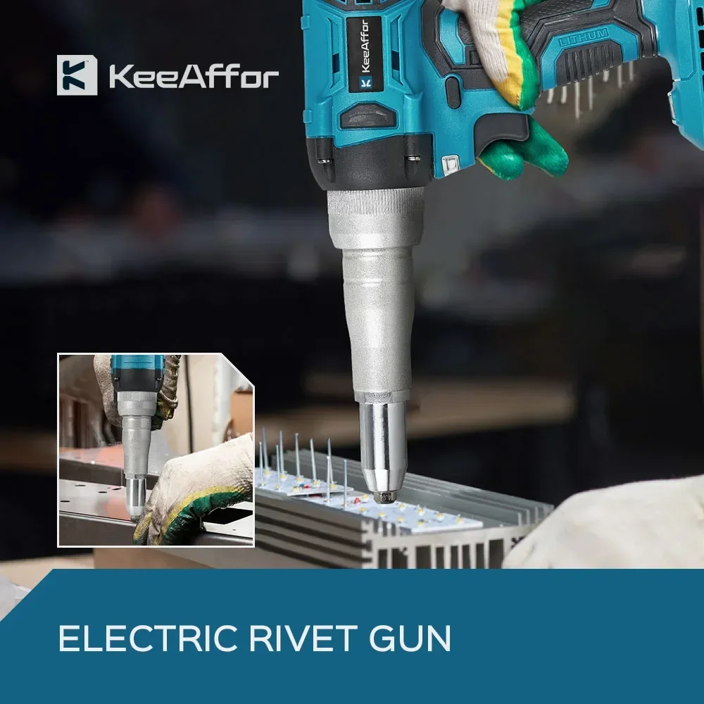 KEEAFFOR 720W 20000N Electric Rivet Gun Brushless Rivet Nut Gun Cordless Drill Insert Nail Gun Power Tool For Makita 18V Battery 6
