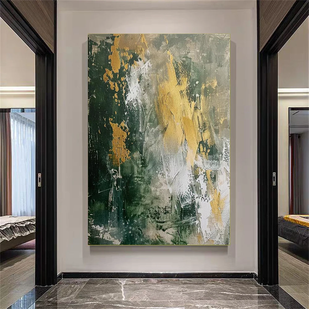 

Abstract And Minimalist Decorative Painting, Pure Hand Drawn Oil Painting Golden Texture Wall Art Living Room Hanging Painting