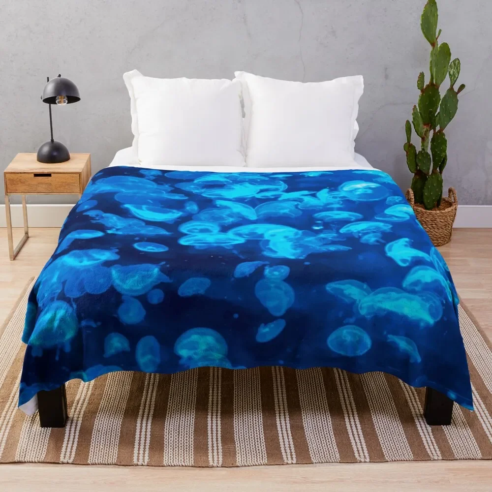 

Neon Jellyfish Throw Blanket Moving Large Custom Blankets