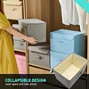 Foldable Cotton Linen Fabric Storage Box Large Capacity Clothes Storage Basket Toys Organizer with Lid for Home Bedroom Closet 5