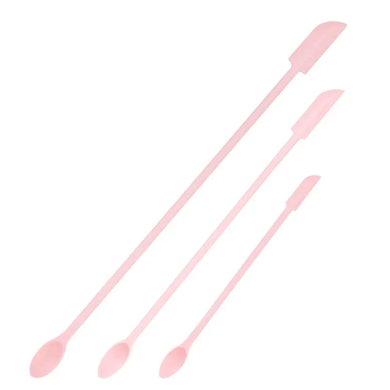 Set of 3 Double Sided Silicone Spatula Multifinctional Long Handle Lotion  Bottle Spatula Cream Butter Jar Scraper Spoon