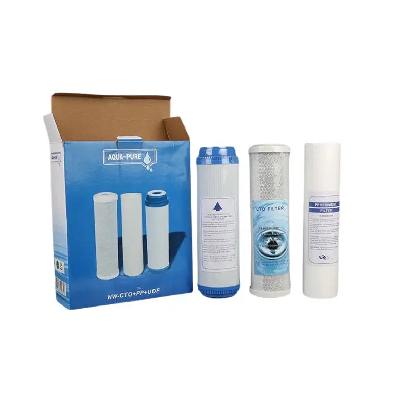 1Set 10inch Filter Cartridge Set PP+UDF+CTO Remove Odor Water Purifier Filter Element Prefiltration Home Garden DIY Supplies