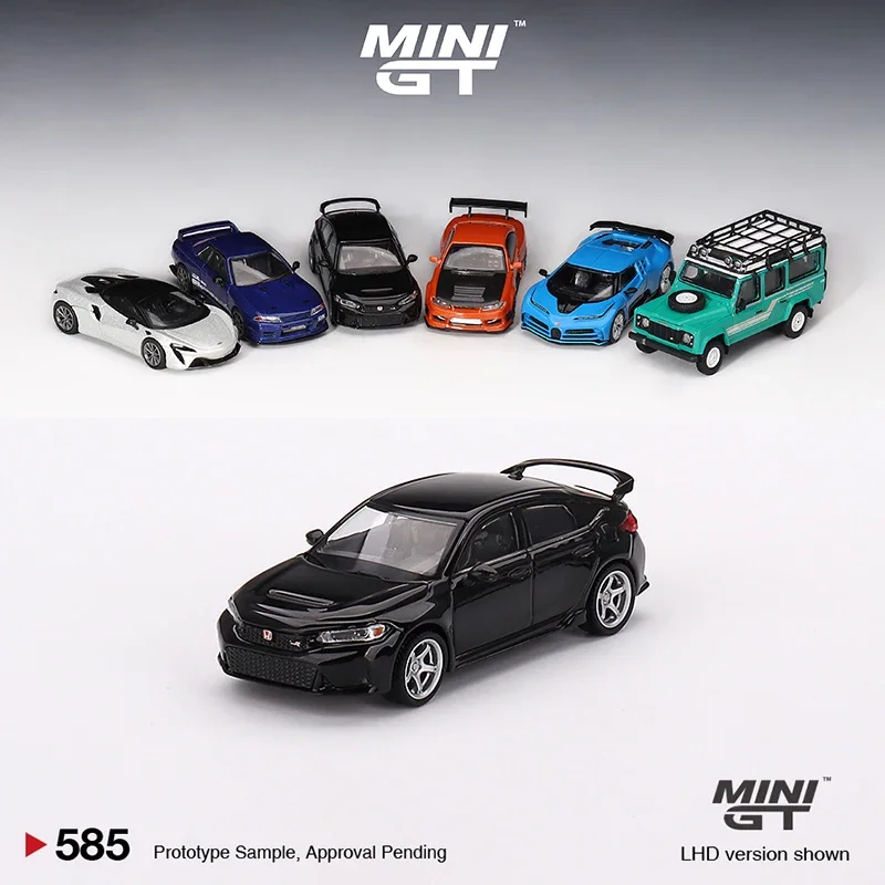 

MINI GT 1:64 Model Car Civic Type R Crystal Black Pearl 2023 W/ Advan GT Wheel #585 LHD