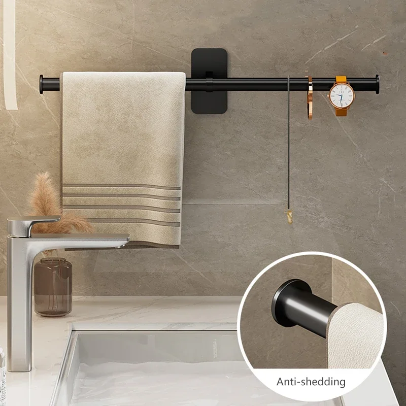 Bathroom Towel Rack Towel Holder Self-Adhesive High Quality Wall Mounted Aluminium No Drill Towels Hanger bar
