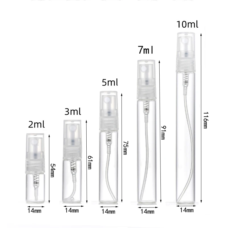 Mini Perfume Atomizer 10pcs Mini Clear 2ml 3ml 5ml 7ml 10ml Atomizer Empty Glass Bottle Spray Refillable