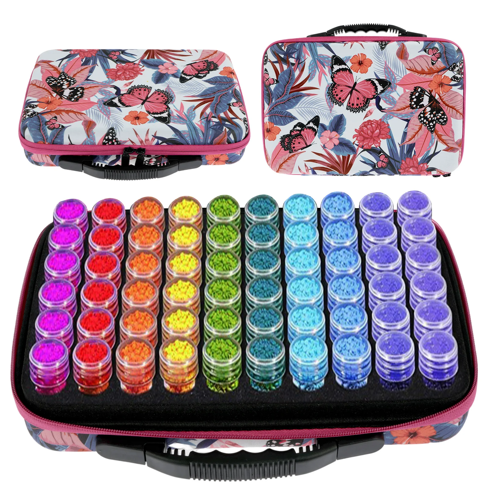 60 Slots Diamond Painting Storage Containers, Diamond Art Accessories and Tools Kit Box with Shockproof Jars for DIY Art