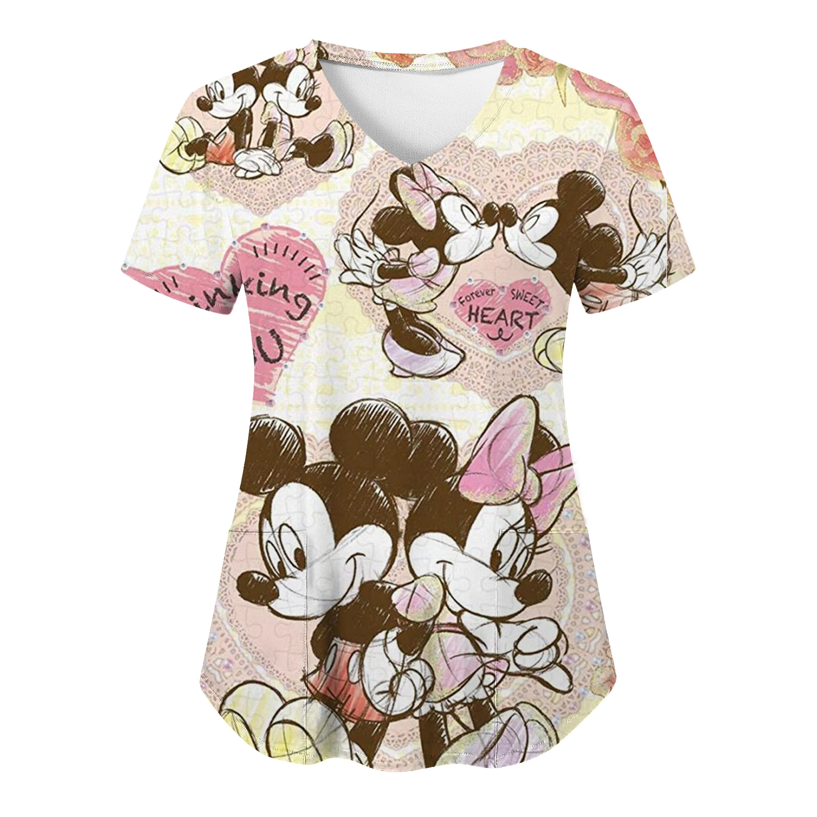 

2024 Disney Traf Nursing Uniform Woman Clothing Pocket Top Traffic Store Women's -shir T Shirt Coquette Dresses Y2k Tops