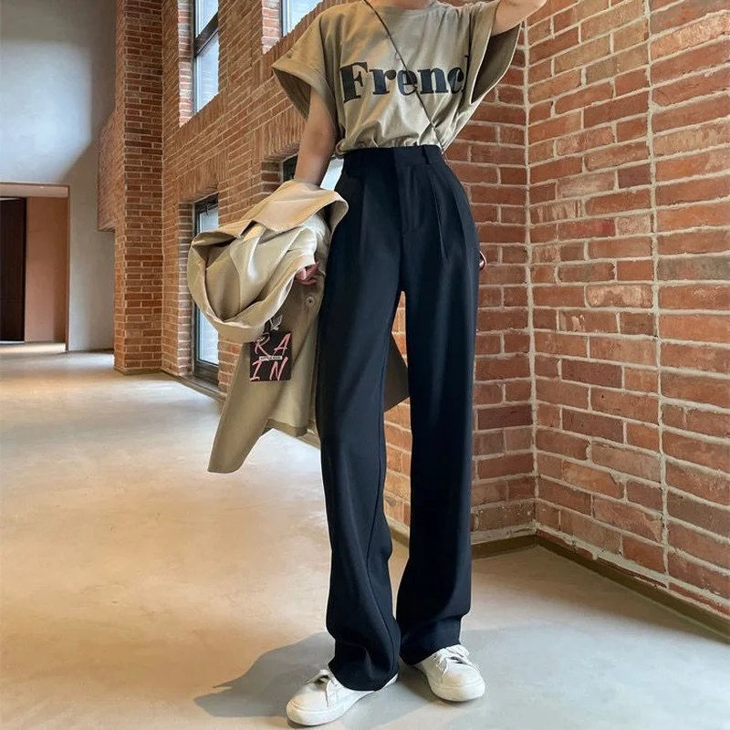Fluid Spring Autumn Suit Pants 2024 Wide Leg Brown Long