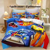 Parure de lit Hot-Wheels motif dessin animé pour adultes et enfants, housse de couette et taies d'oreiller 4