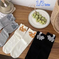1/3 Pair Three-Dimensional Cat Printed Men women Mid Tube Socks Soft Comfortable Sweat Absorbing Breathable Casual Couples Sock