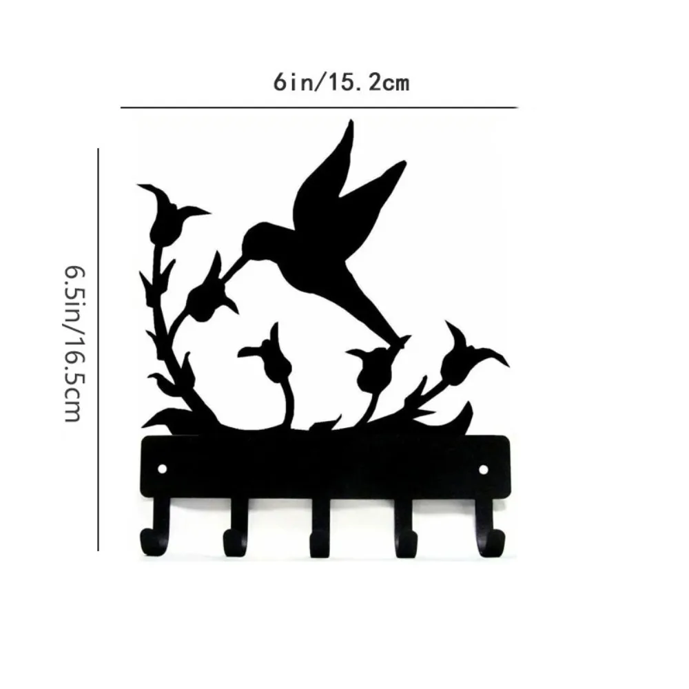 Wall Mounted Hook Up Hummingbird Key Rack Hanger Iron Crafts Rack Wall Art Decor, Perfect Gift for Nature Enthusiasts 2