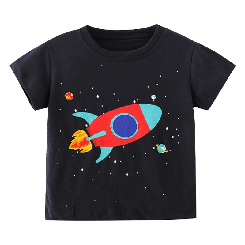 Littlemaven2023BabyBoysBlackTshirtSpaceRocketNewFashion