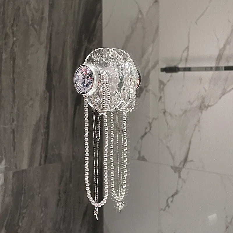 Description Picture 6 of itemAcrylic Bathroom Crystal Transparent Hook Wall Clothes Hanger Door Handle Towel Key Jewelry Storage Hook Kitchen Accessories