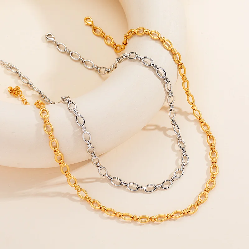 

LONDANY earrings European and American ins8 fried dough twist chain necklace female New Vintage clavicle chain in 2022