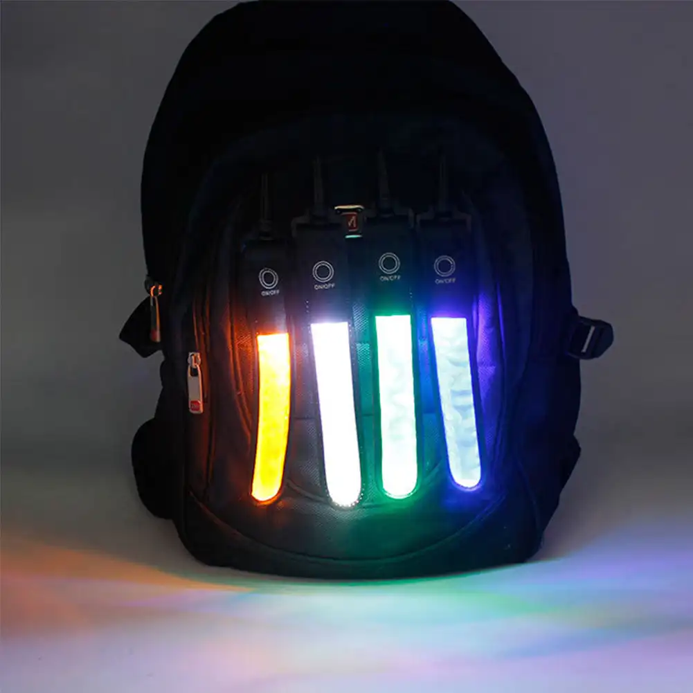 LED Glowing Luminous Reflective Backpack Hanging Light Night Running Safety Alert Wristband Outdoor Sport Armband Warning Light