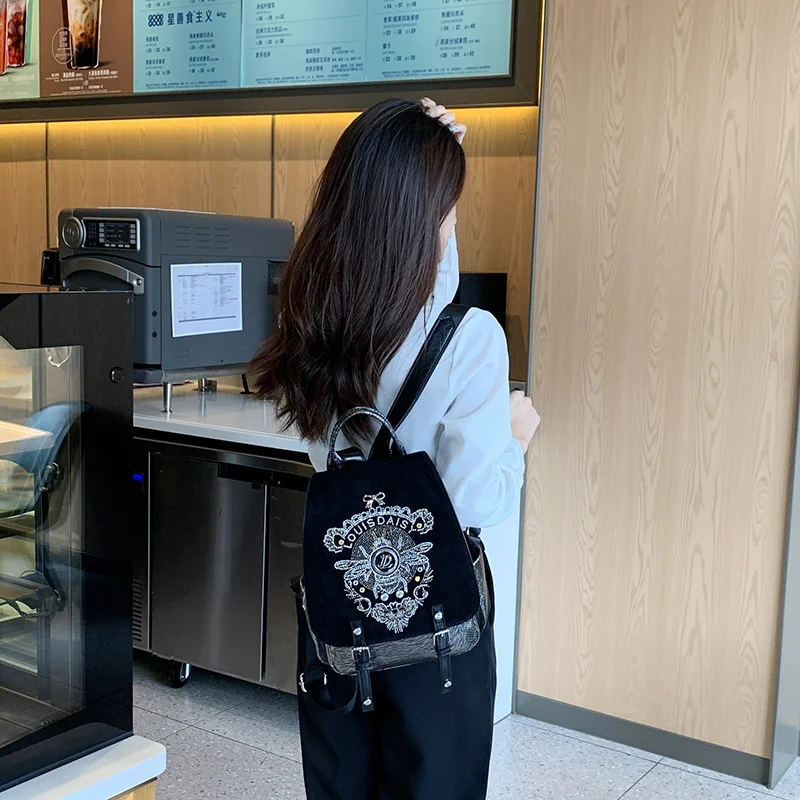 Bag New Large Diamond Backpack Women's Capacity Casual Fashion Handheld Messenger Female Shoulder Handbag Y2k Clutche Retro