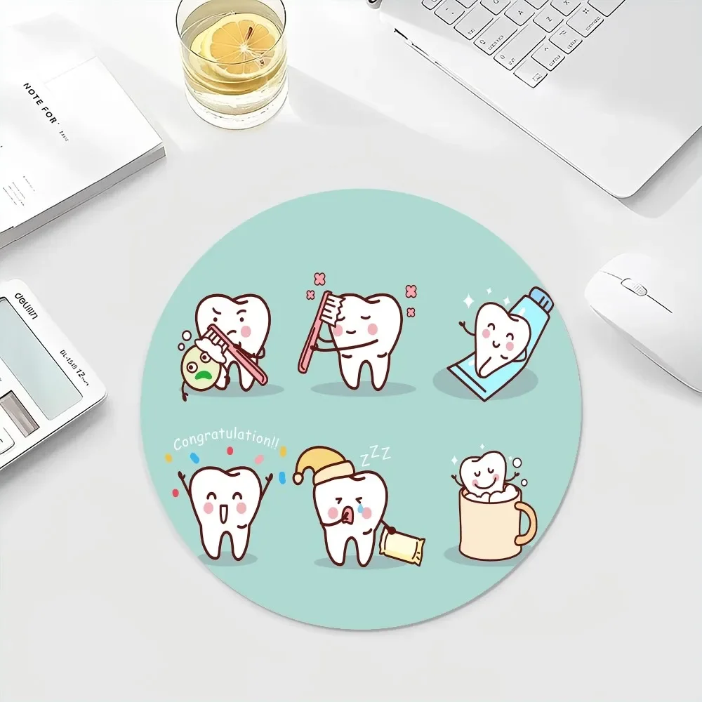 Wisdom Teeth Dentist ToothSmall Round Office Student Gaming Thickened Writing  Non-slip Cushion Mouse Pad for PC Computer Table 3