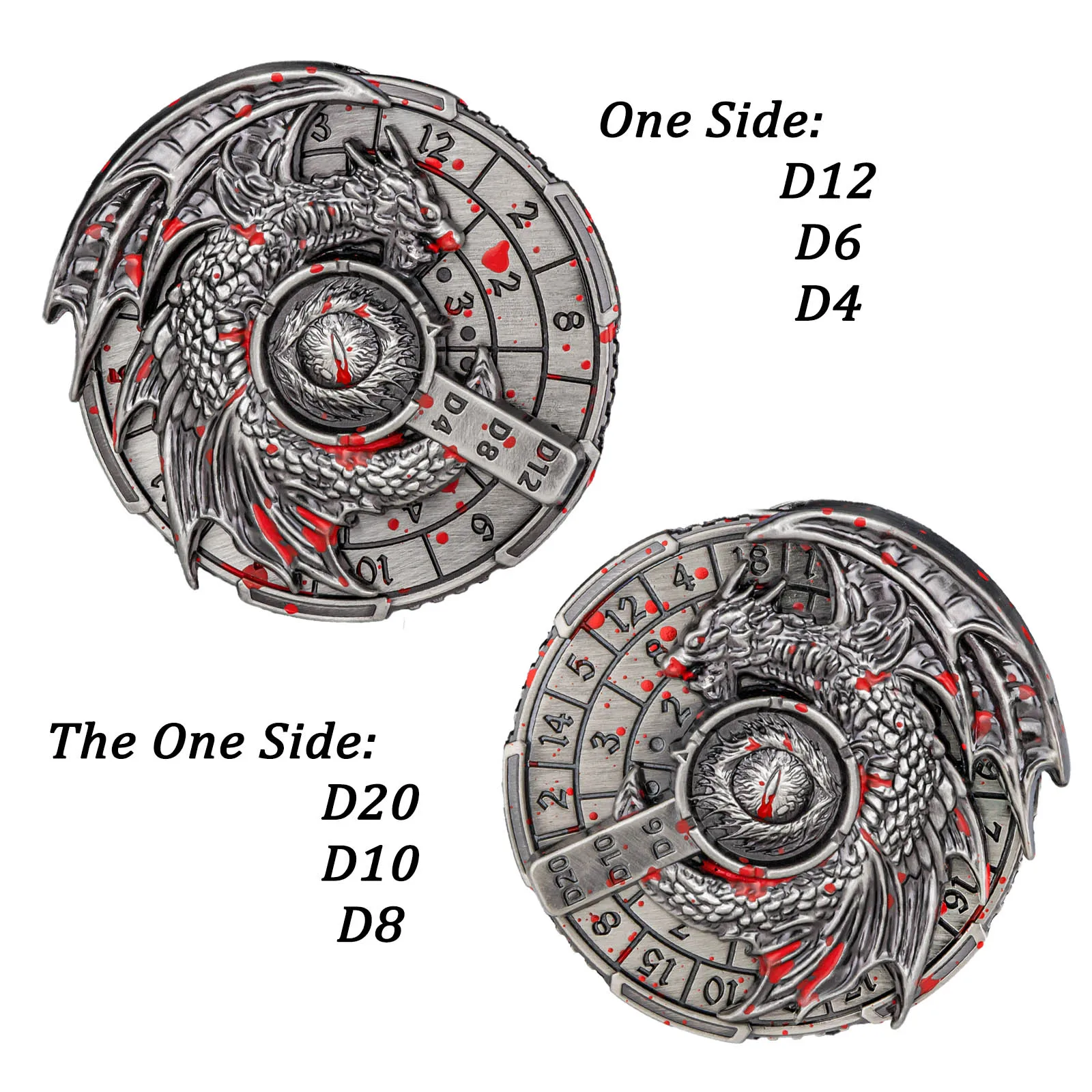 7 in 1 스피너 DND 다이스, 금속 룰렛 다이스 세트 D&D (선물 상자 포함), 다면체 던전 앤 드래곤 롤플레잉 게임용 다이스
