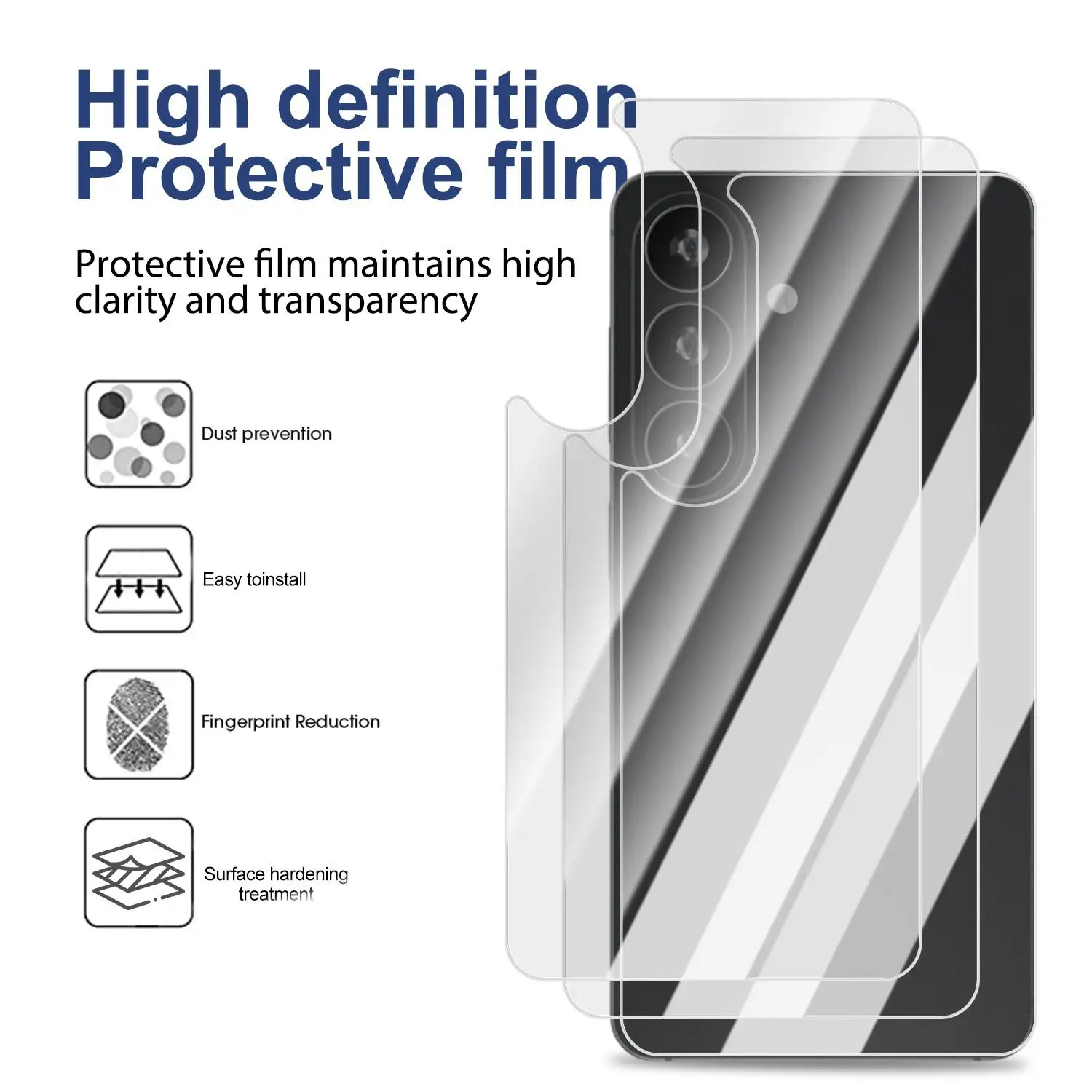Premium Tempered Glass Screen Protector - 9H Hardness, Scratch-proof, HD Clear Back Film