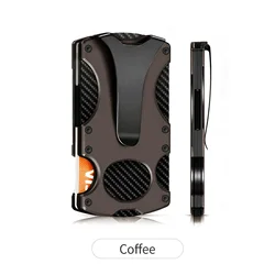 Sleek Aluminum RFID - Blocking Slim Wallet with Money Clip (AB052 - Coffee)