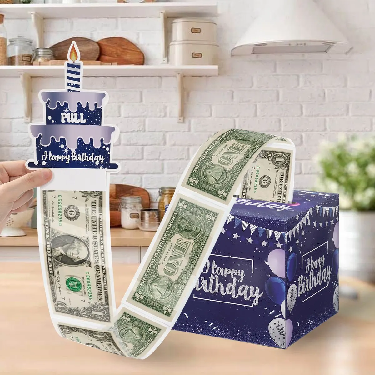 Birthday Money Pull Box, Money Box For Cash Gift, Happy