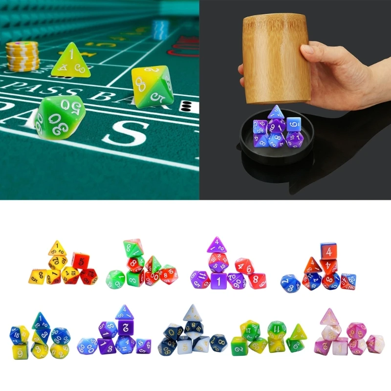 

7Pcs Acrylic Polyhedral Dices Multi-Sided Dices Board Game Dices
