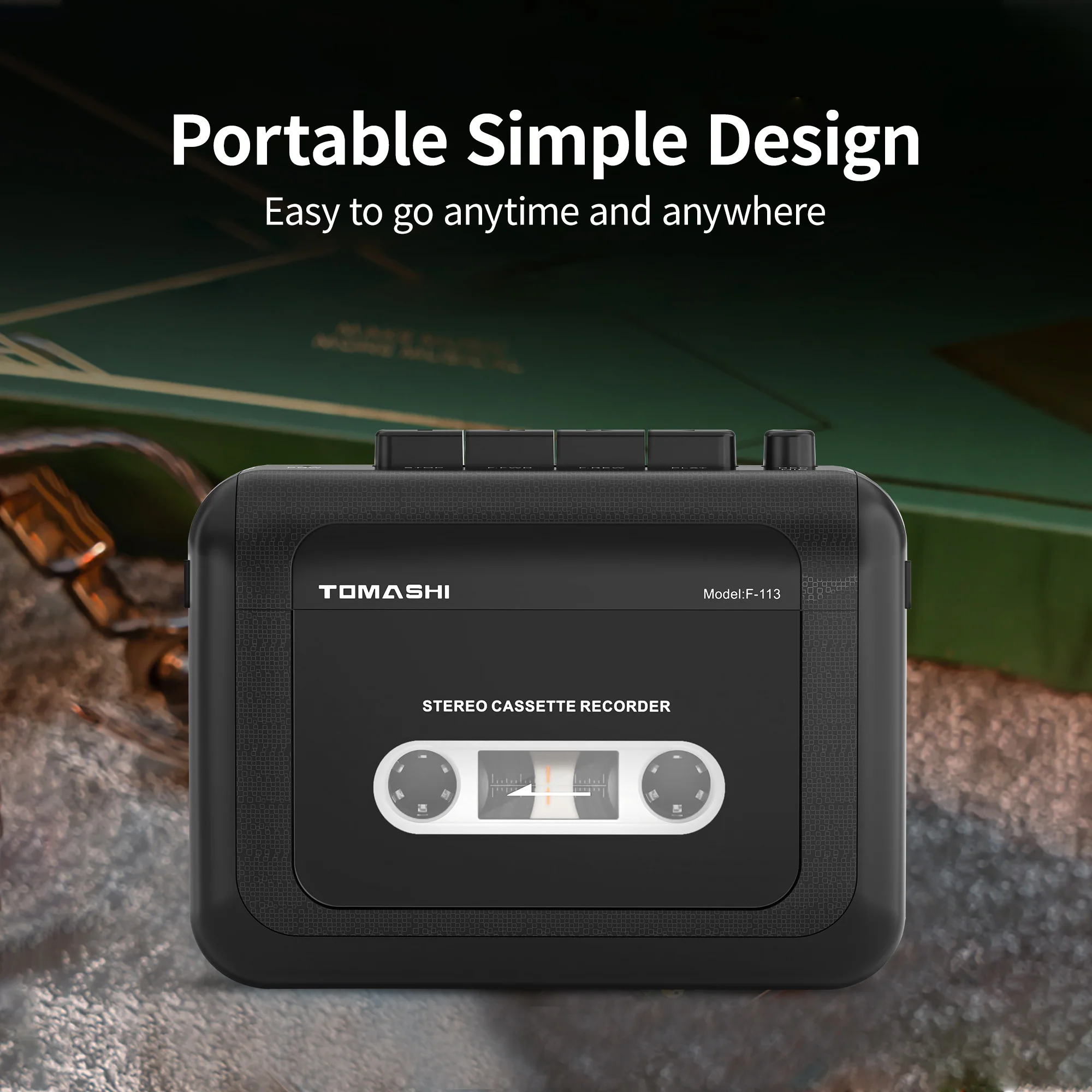 TOMASHI Portable Stereo Cassette Player Tape Recorder Walkman with Microphone Headphone Jack cassette player