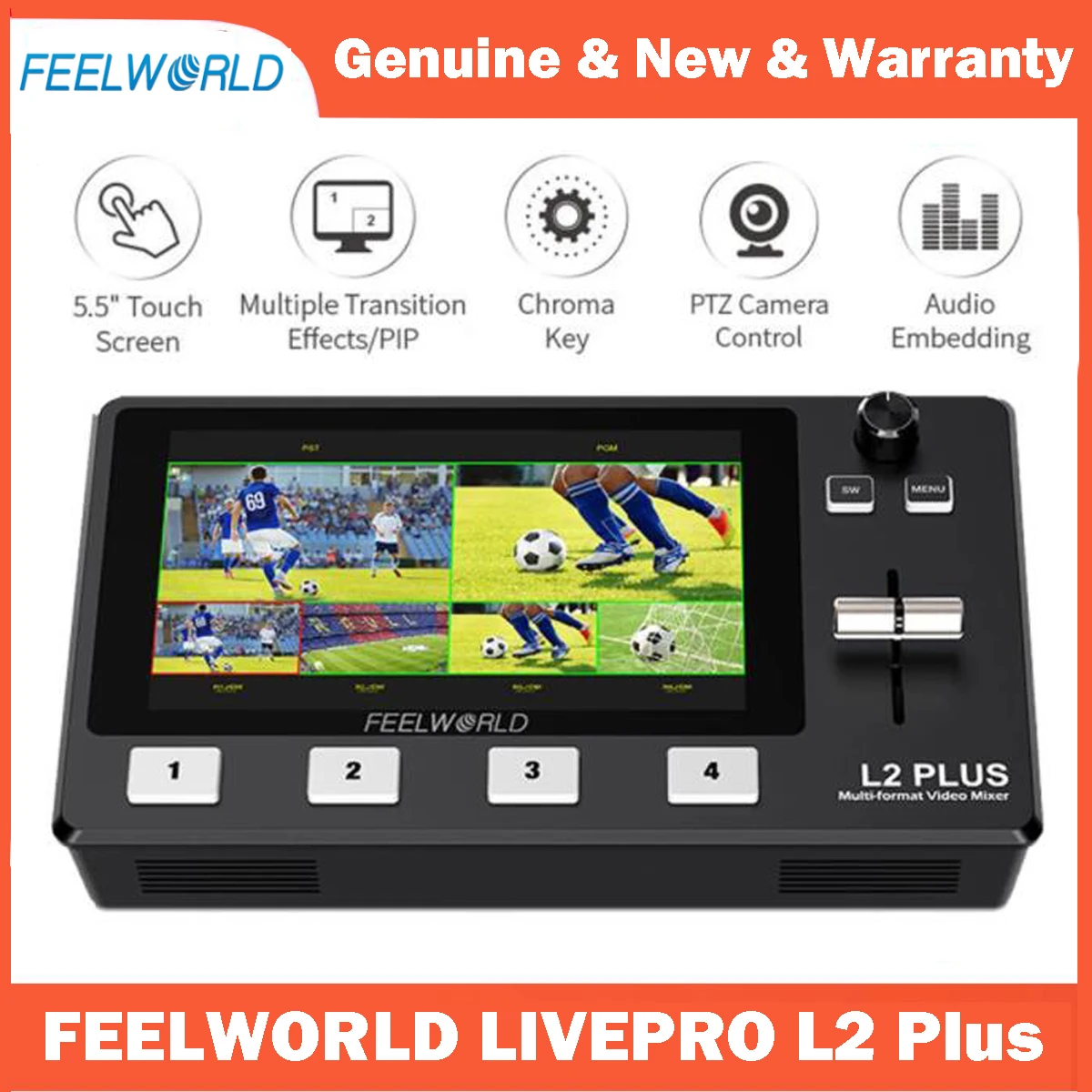 FEELWORLD L2 Plus 5.5 Inch LCD Touch Screen Multi Camera Video Mixer Switcher PTZ Control Chroma Key USB3.0 For Live Streaming |