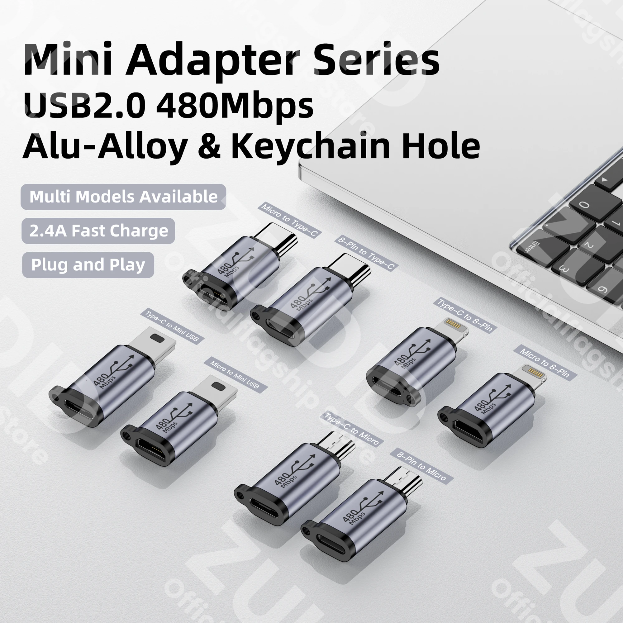 Type C/Micro USB/Mini USB/8-Pin to Micro USB/Type C/8-Pin Male to Female Connector Adapter For iPhone 14 Samsung Data Converter