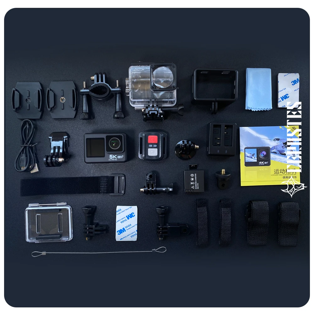 CERASTES Action Camera 4K60FPS WiFi Anti-shake Dual Screen 170° Wide Angle 30m Waterproof Sport Camera with Remote Control 6