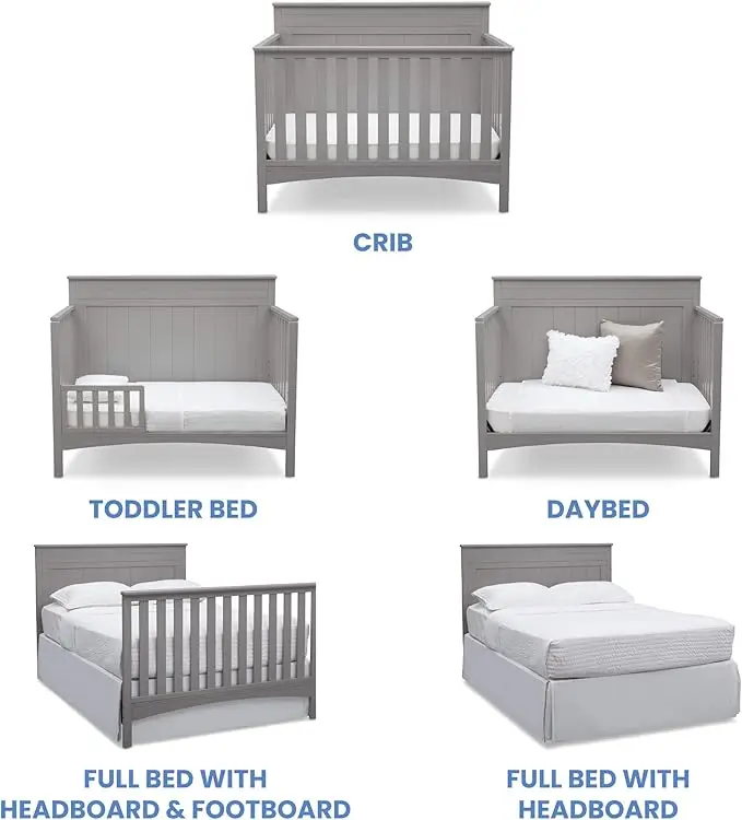 Fancy 4-in-1 Convertible Baby Crib - Greenguard Gold Certified, Grey 4