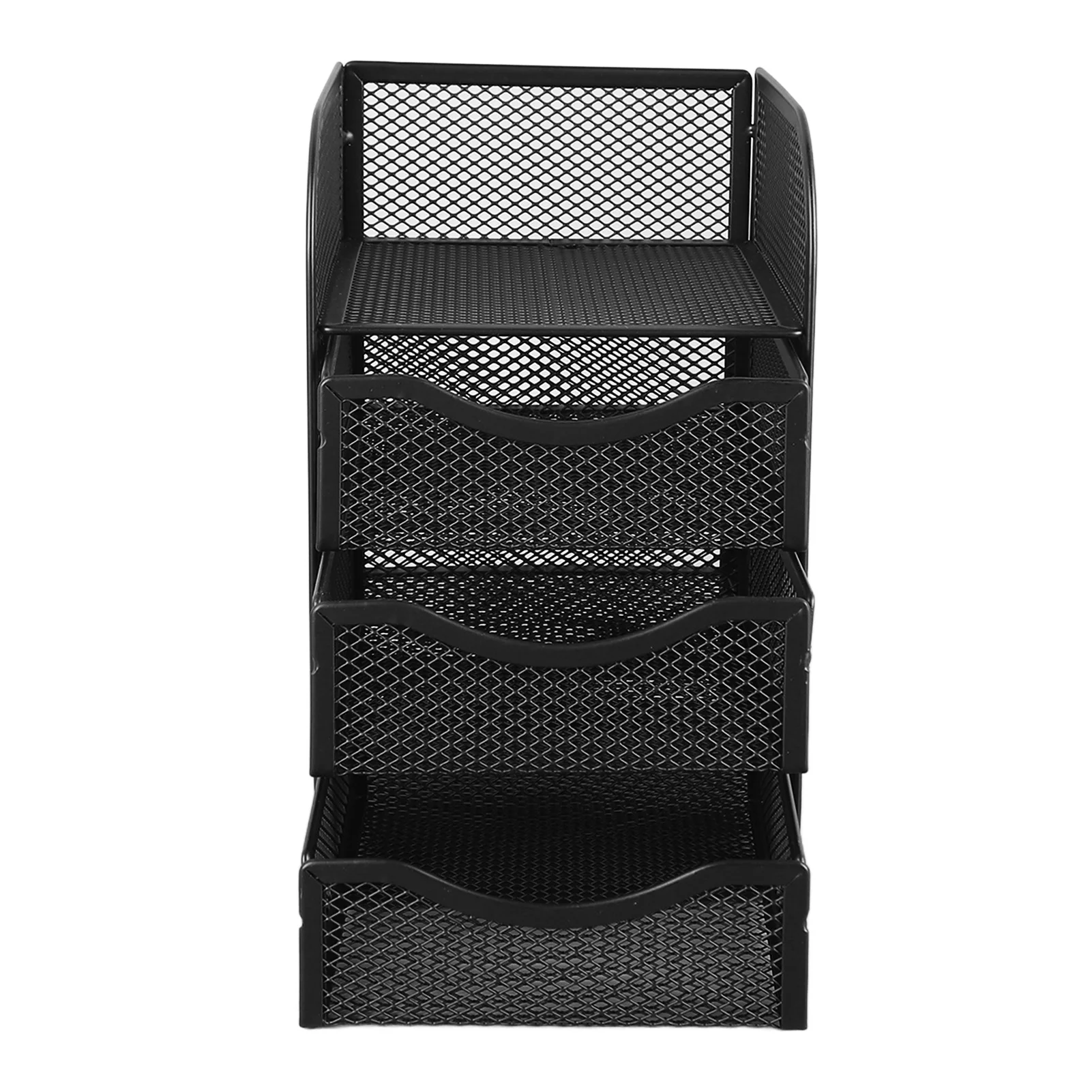 Desk Organizer with 3 Drawers Metal Mesh Slip Resistant Desktop Storage Rack for Office Supplies Stationery - 2