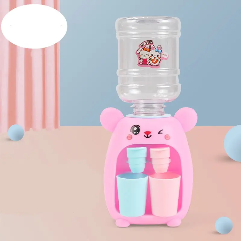 thumbnail image 1 of 1 pieza de juguete de simulación de cocina rosa para niños, juego de rol para niños, mini dispensador de agua de dos cabezales, 1 of 5