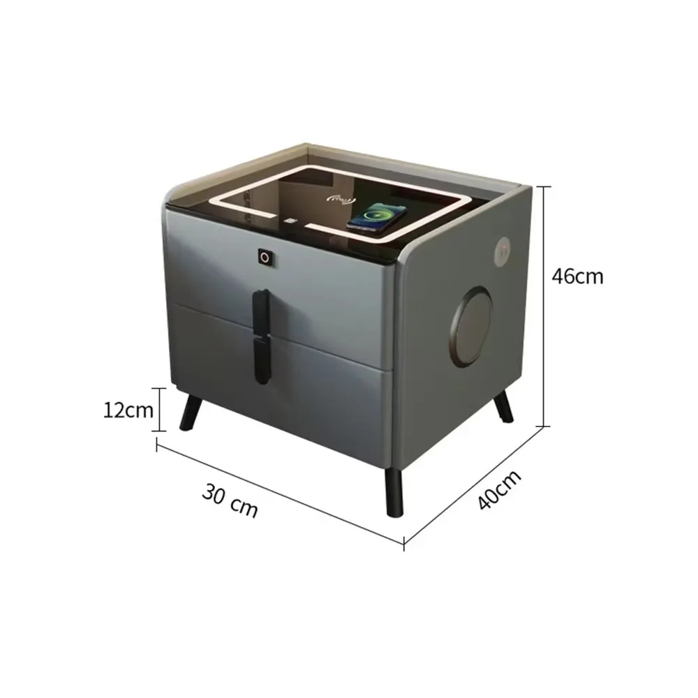 Smart Bedside Table with Wireless USB Charging