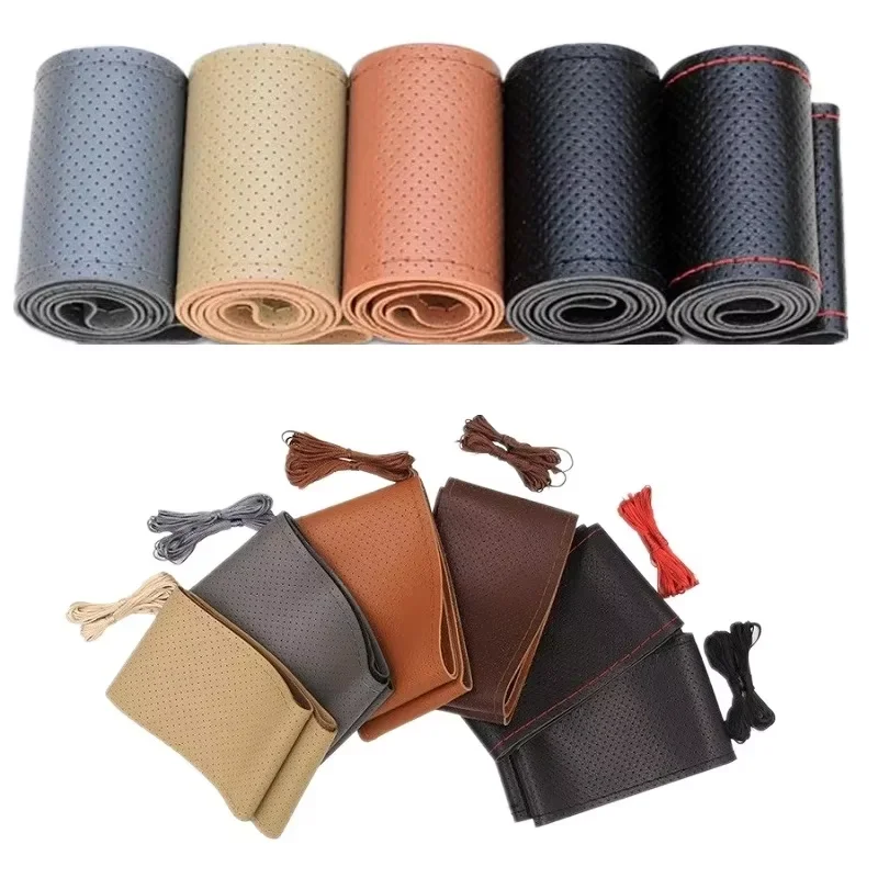 Neue Lenkrad Abdeckung Lkw Griff Abdeckung 42CM 45CM 47CM 50CM Geflecht Leder Auto Lenkrad fall für Lkw Lkw Zubehör – Detail 1