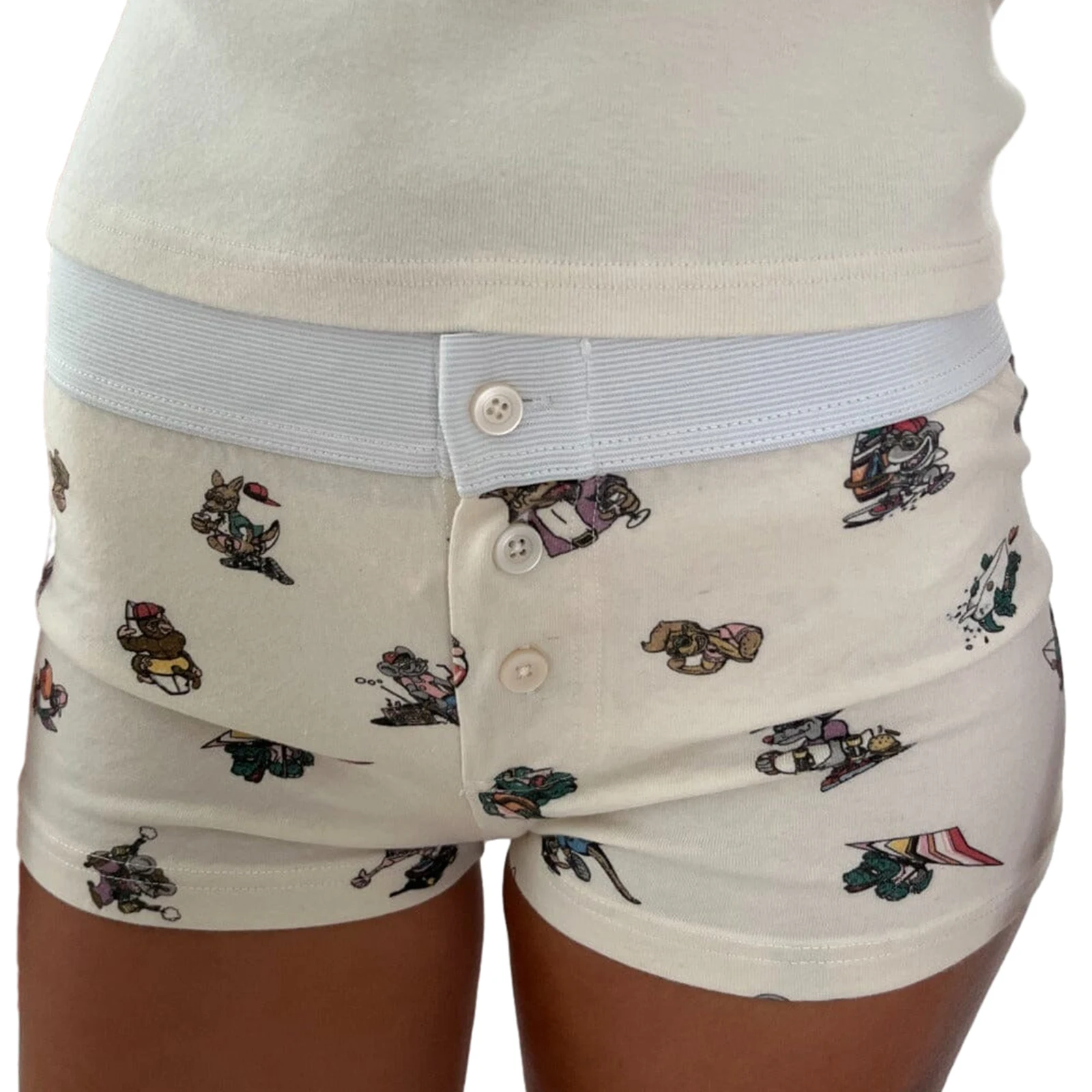 Women Loungewear Shorts Button Floral Print Y2k Fairycore Grunge Low Rise Sexy Micro Shorts Slim Fit Pajama Bottoms Sleep Shorts_ecoleips.com