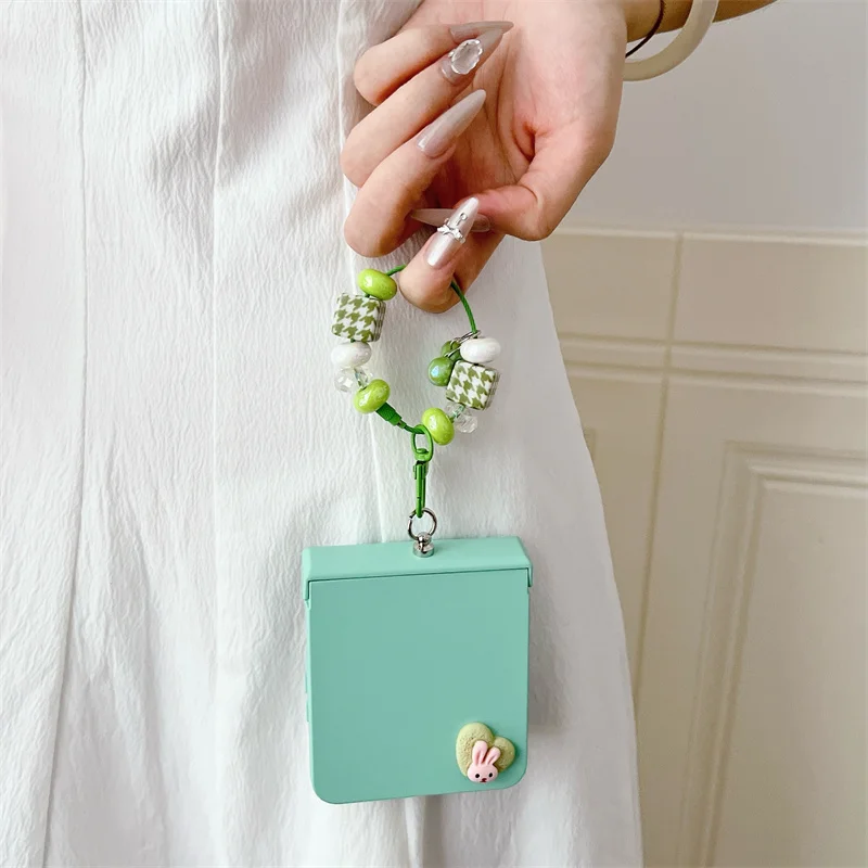 Charming Macaron Solid Color Phone Case with Hinge Ring and Love Charm