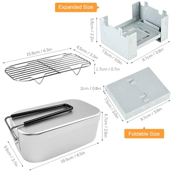 Mini Folding Stove Lunch Box Steaming Rack Combo Set for Picnic Camping Hiking Fishing Mountaineering 4