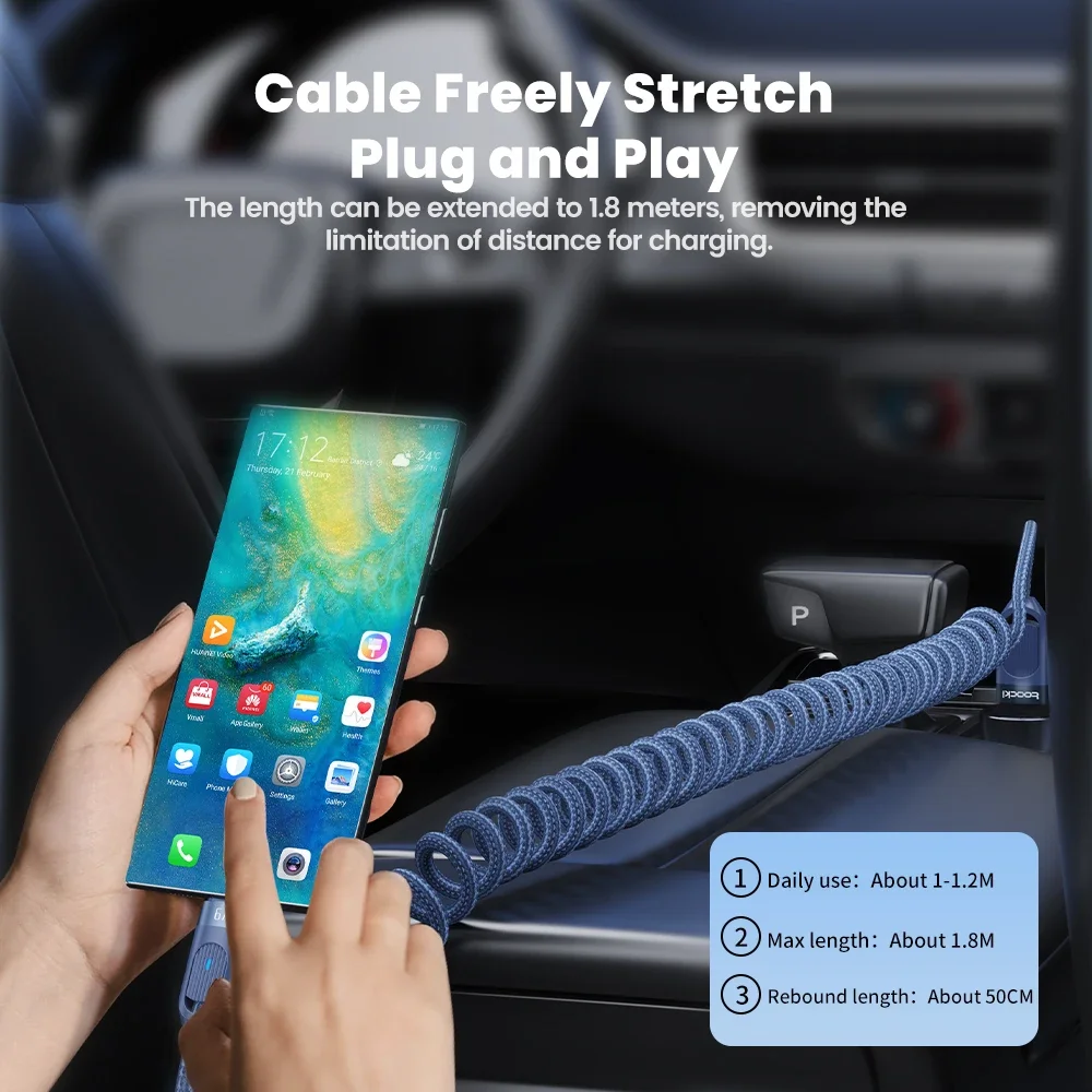 Toocki 100W Fast Charging Telescopic USB Type C Cable