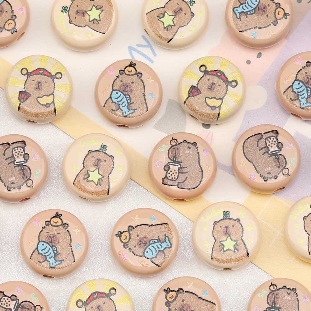 

Cordial Design 100Pcs 18*18MM Round Disc/Cartoon Acrylic Bead/Paint Effect/Jewelry Findings & Components/Hand Made/DIY Beads