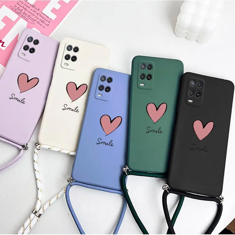 Heart Crossbody Lanyard Silicone Phone Case Cover