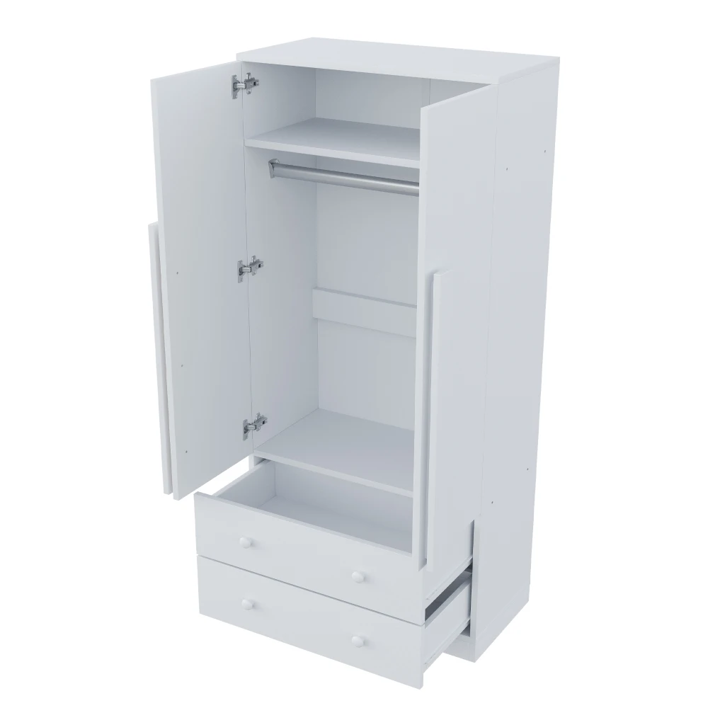 Moderner Doppeltür-Kleiderschrank – Schubladen + mehrschichtige Aufbewahrungsfächer, platzsparender Kleiderschrank, Heim-Organizer für Schlafzimmer – Detail 8