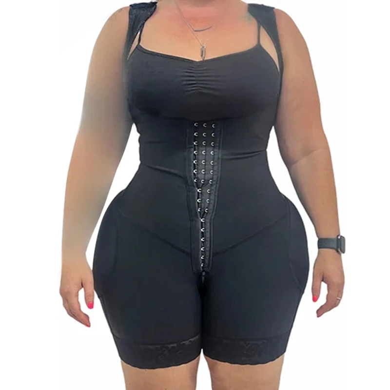Open Bust Tummy Control Fajas Adjustable Hook And Eye Front Closure Open Crotch Women Shapewear