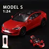 1:24 Tesla Model S MODEL Y 3 Tesla Model X Roadster Alloy Toy Car Sound Light Children Toy Collectible Birthday gift 1