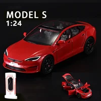 1:24 Tesla Model S MODEL Y 3 Tesla Model X Roadster Alloy Toy Car Sound Light Children Toy Collectible Birthday gift 1