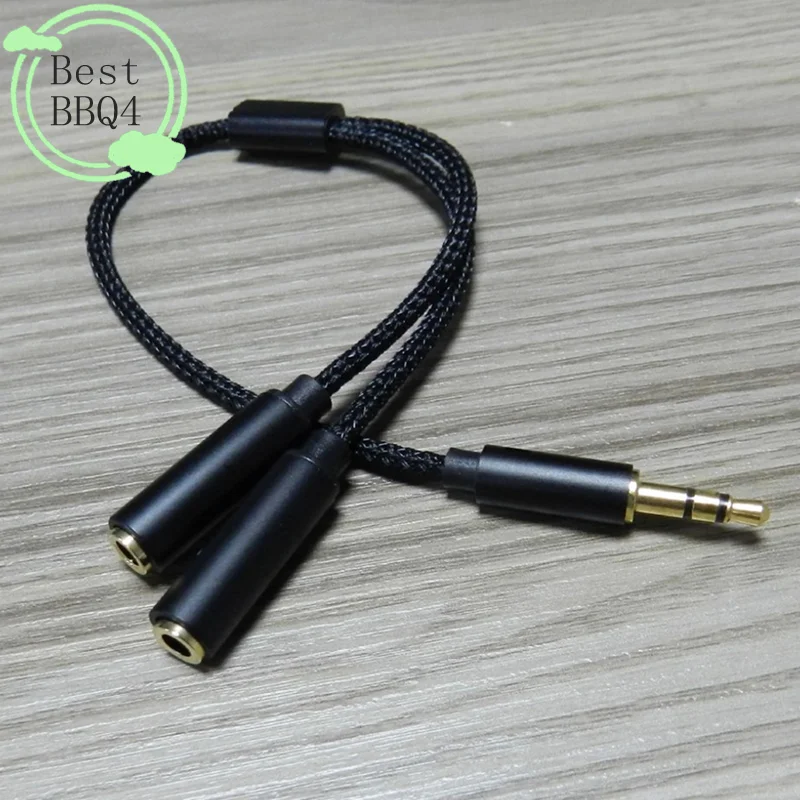 Premium Nylon-Braided 3.5MM Audio Splitter Cable - Male to Dual Female Stereo Adapter