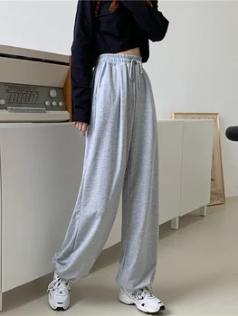 Pantaloni della tuta grigi per le donne 2024 autunno New Baggy Fashion pantaloni sportivi Oversize pantaloni da jogging femminili Streetwear harajuku nero 1